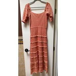 Koko and Mason coral crochet midi dress size Large